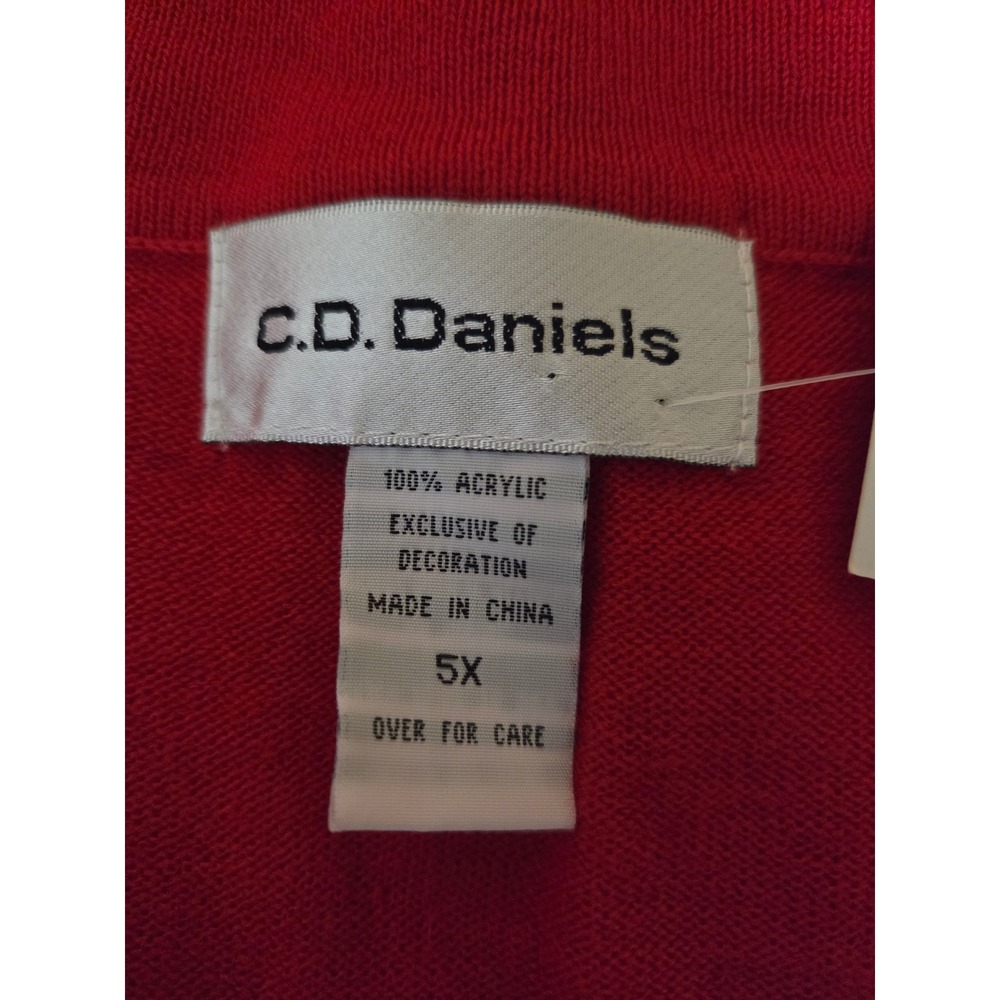 Women's 5X C.D. Daniels lightweight sweater Red rhinestone gems 3/4 sleeve NWT - Picture 5 of 9